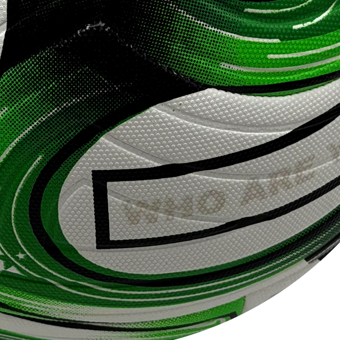 The blank personalisation panel on a match ball